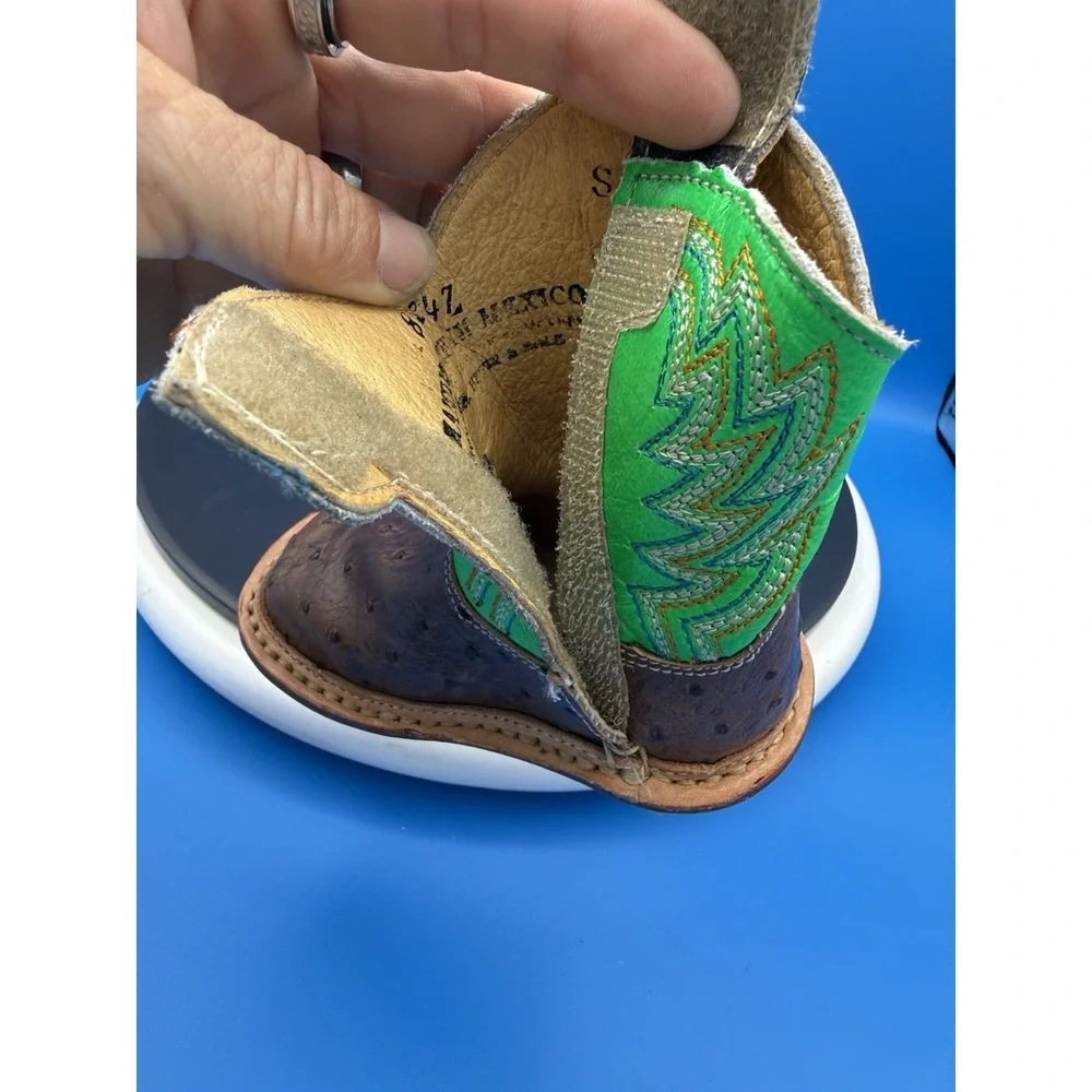 Roper Infant Boys Cowbabies Buddy Size 2 Green Western Boot Broad Square Toe